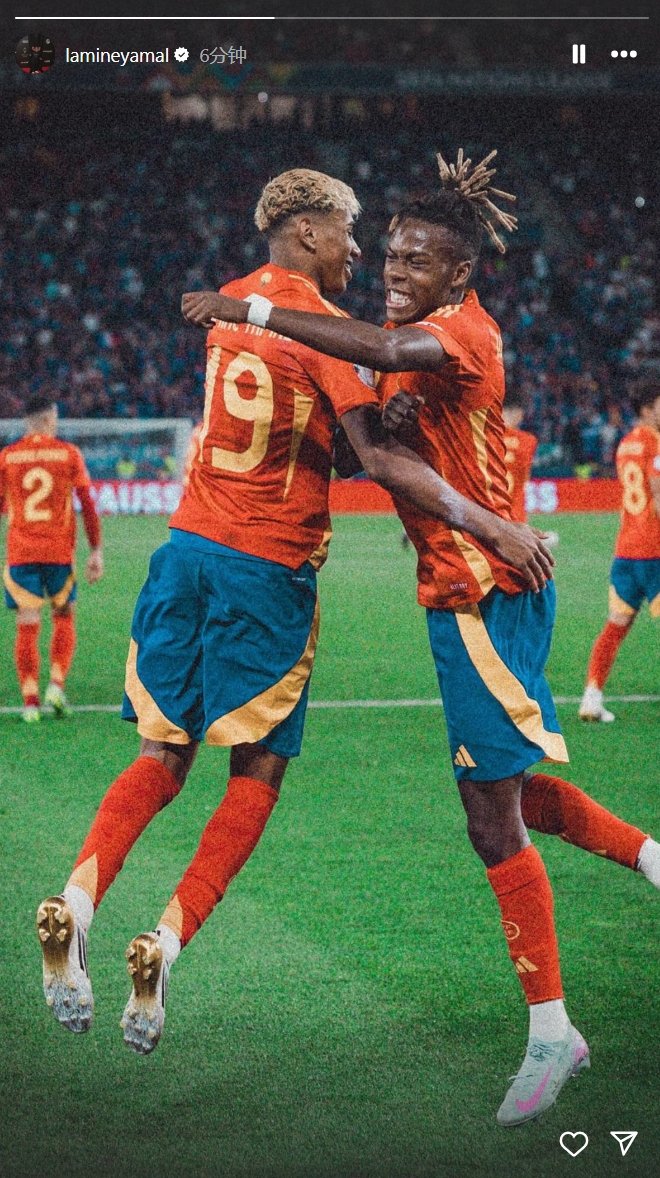 暗示尼科转会？亚马尔更新社媒，晒两人赛场庆祝照